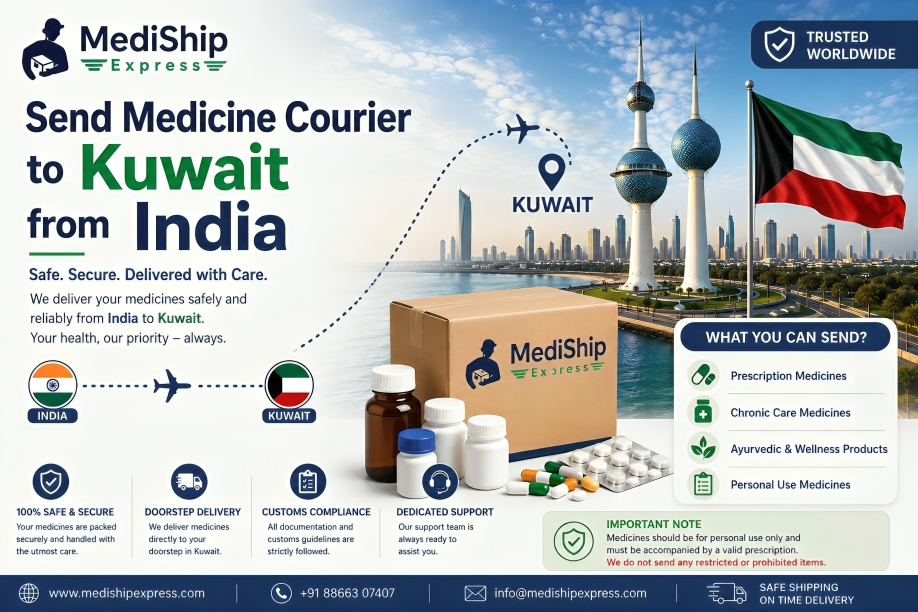 Send Medicine Courier to KUWAIT from India | Up to 50% Off